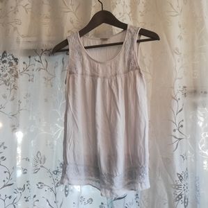 Flowy White Tank, Lacy Edging